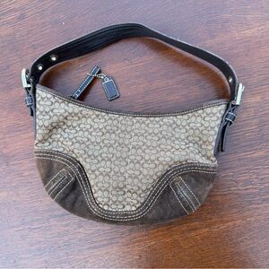 Coach Small vintage Suede Fabric Tan Brown Hobo Bag
